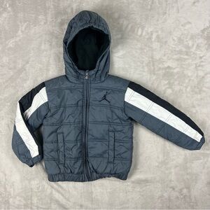 Jordan Puffer Jacket Boys Youth Small (4-5 Years) Fleeced Lined Hooded Gray